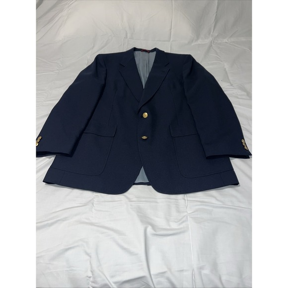 Hart Schaffner Marx Jack Nicklaus Golden Bear Blazer 2 Button Navy Golf Crest - Picture 1 of 8
